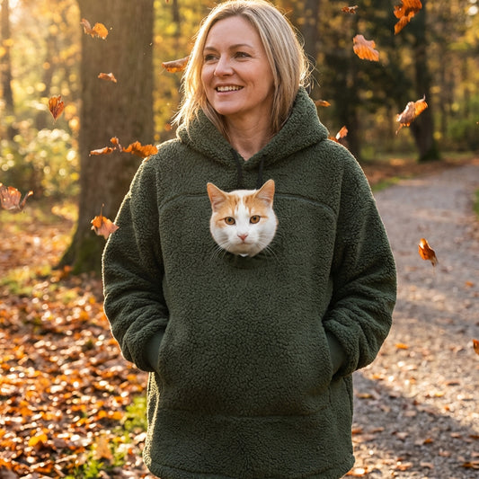 2026 A must-have for pet lovers 🐾 Cozy Fleece Pet Bonding Pouch Hoodie – Warm & Supportive Small Pet Carrier Clothing🐶🐱