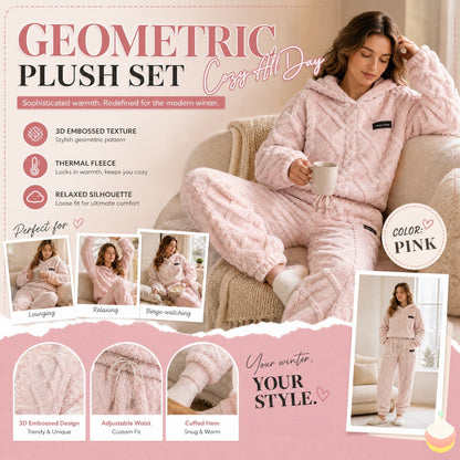 ⏳LAST DAY SALE ONLY ￡24.99!!🔥🍂 Embossed Geometric Plush Set – Timeless Comfort & Effortless Style For Every Occasion