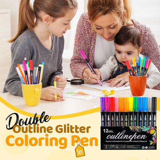 🔥Christmas Sale 49%OFF🎁 Double Outline Glitter Coloring Pen Set