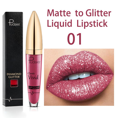 🔥New Year Sale  49% OFF - Diamond Lip Gloss Matte To Glitter Liquid Lipstick🎁Buy 3 Pay 2