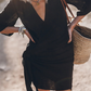 🔥Spring Sale 55% OFF - Cotton Linen Blend Knotted Wrap Mini Dress