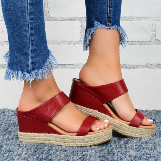 2021 New Ladies High-heeled Hemp Rope Sandals