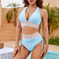 🔥Last Day Special Price £12.99!!💥👙High Waisted Tummy Control Colour Block Bikini Sets