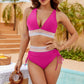 🔥Last Day Special Price £12.99!!💥👙High Waisted Tummy Control Colour Block Bikini Sets