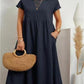 Solid Colour Sleeveless Loose Cotton Pocket Dress